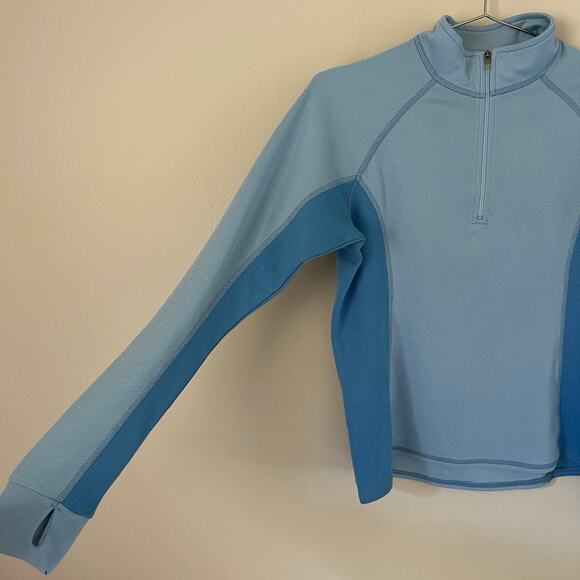 LL Bean 1/2 Zip Pullover Sweatshirt Blue with Thumb Holes Size M - Picture 3 of 8